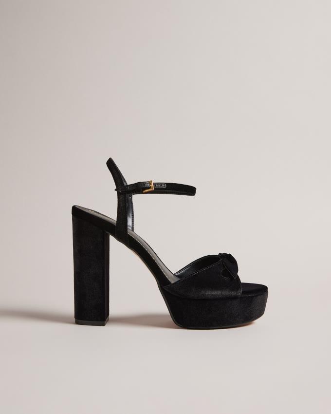 Sandale Ted Baker Velvet Bow Platform Heeled Noir Femme | DPL-28760739